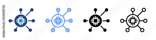 Robotic Networking icon set multiple style collection