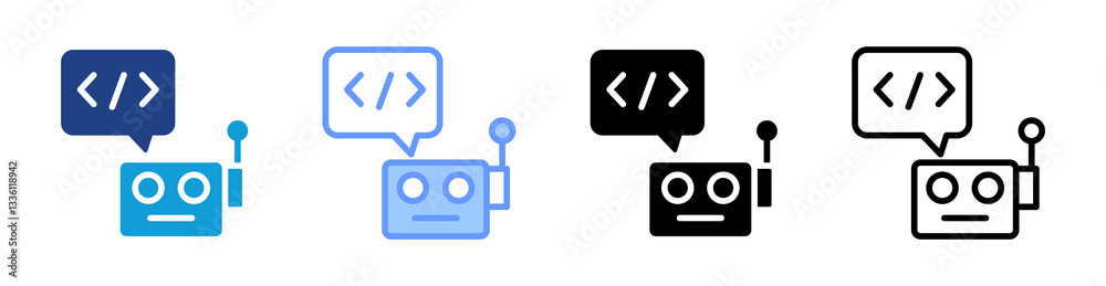 Robotic Programmer icon set multiple style collection Robotic Programmer icon set multiple style collection