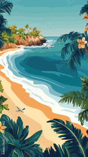 Vintage Sri Lanka Seascape Poster: Tropical Beach Paradise Retro Travel Art
