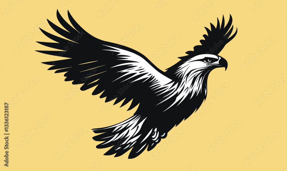 Obraz premium Minimalist Eagle Illustration in Flight - Flat SVG Vector Design for Graphic Resources