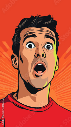 Surprised Man in Pop Art Style Vector Graphic Ideal for Emotional Expression Designs