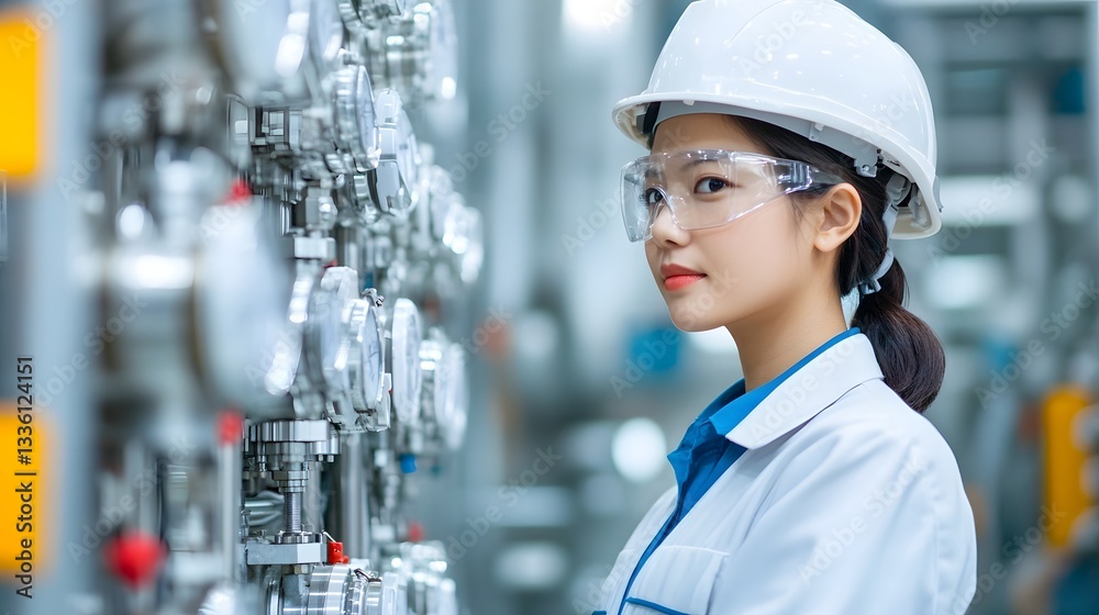 Engineer Monitoring Industrial Production Standards for High Output