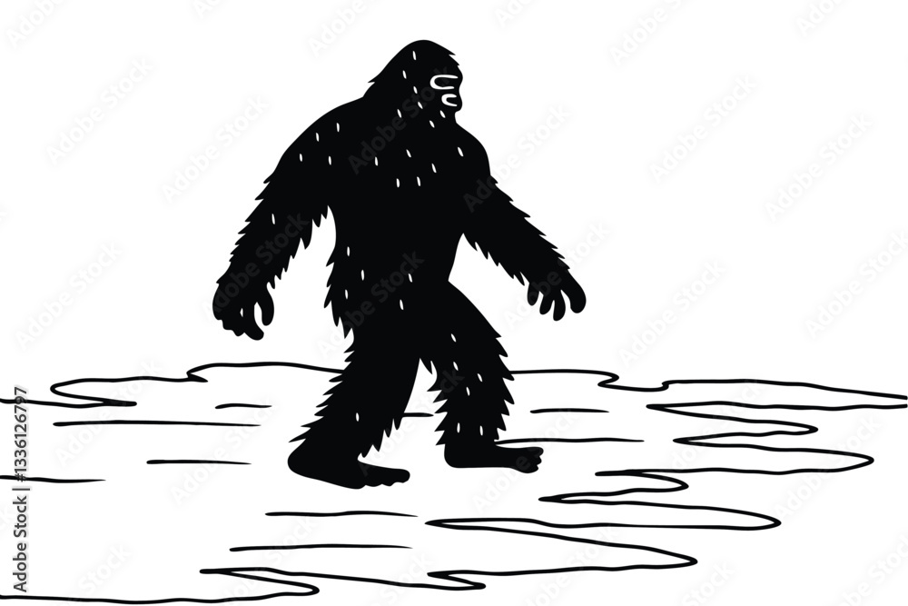 Fototapeta premium Bigfoot Silhouettes For Use in Logos Branding and Advertising 