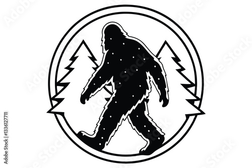 Bigfoot Silhouette Icons for Outdoor and Adventure Brands