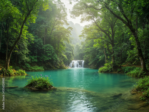 Serene Waterfall Oasis: A Hidden Paradise in the Heart of Nature