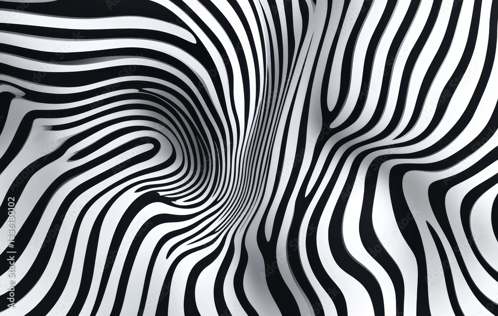 Abstract black and white striped vortex
