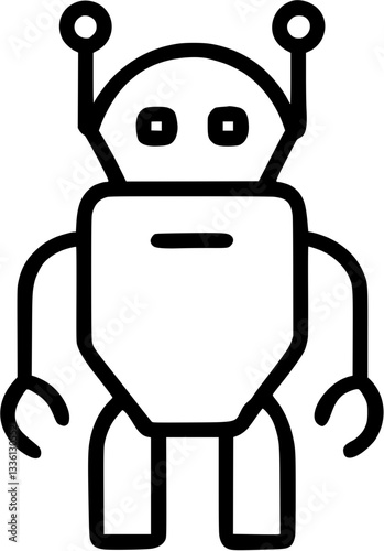 Robot in outline icon style, Technology and IT theme.