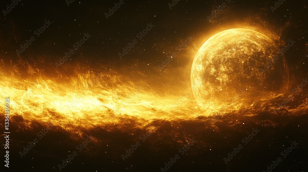 Fiery Planet in Space; Cosmic Inferno Fiery Planet in Space; Cosmic Inferno