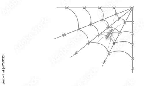 Wallpaper Mural Iron web and steel spider, barbed wire, vector image Torontodigital.ca