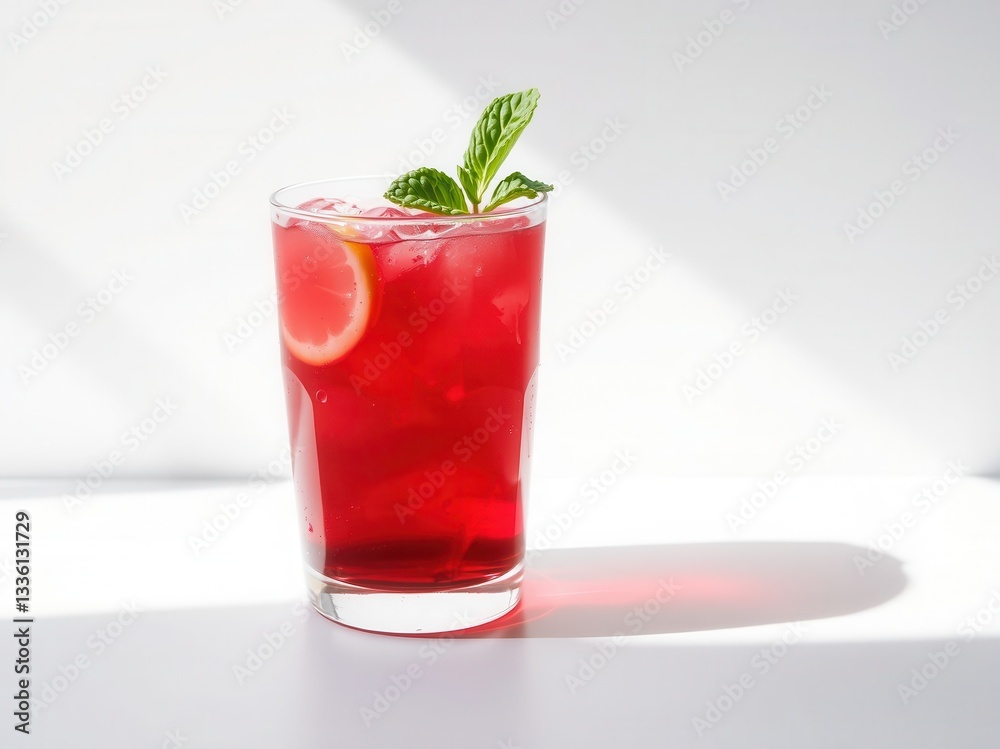 Refreshing Iced Red Drink with Mint and Lemon Refreshing Iced Red Drink with Mint and Lemon