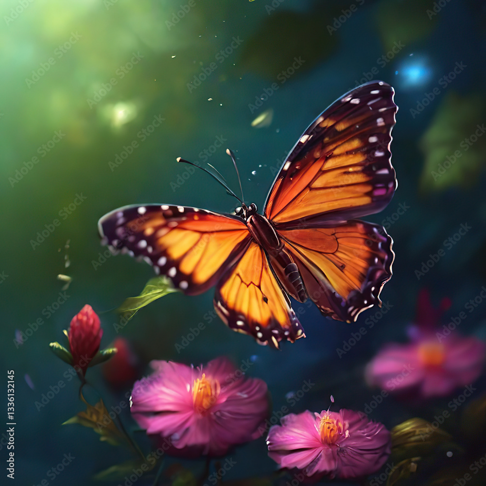 Fototapeta premium monarch butterfly on flower