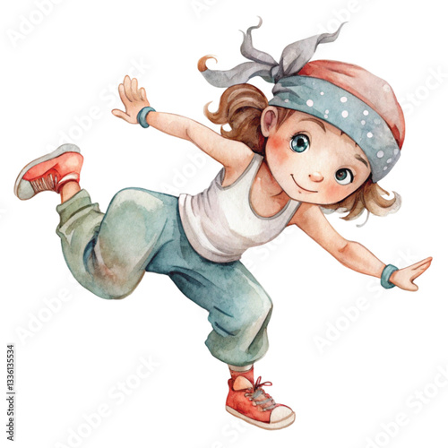 Girls wearing hip hop outfits Cool shoes Clipart Watercolor