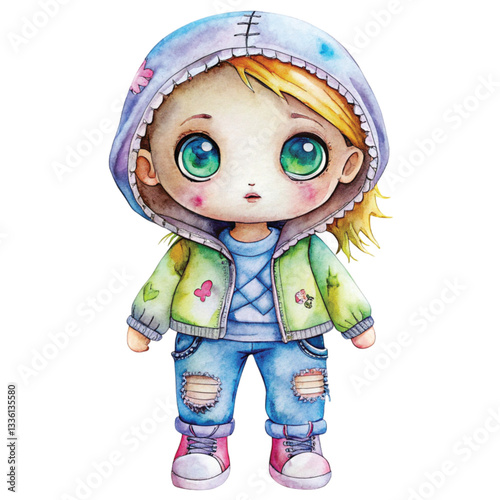 Girls wearing hip hop outfits Cool shoes Clipart Watercolor