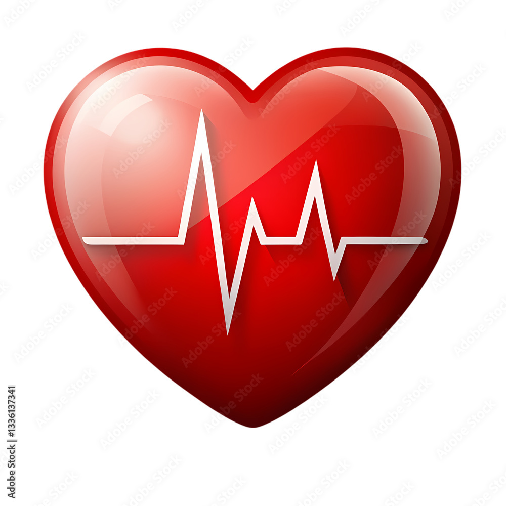 Heart Health: EKG Heartbeat Image on transparent background