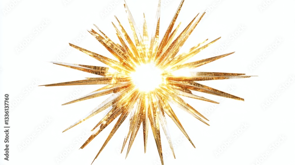 Obraz premium Golden sun rays symbol home decor artwork indoor close up view radiant concept isolated white background