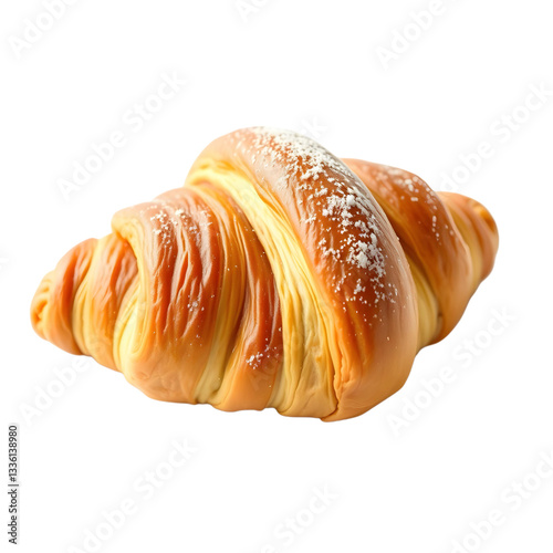Single croissant isolated on a white background