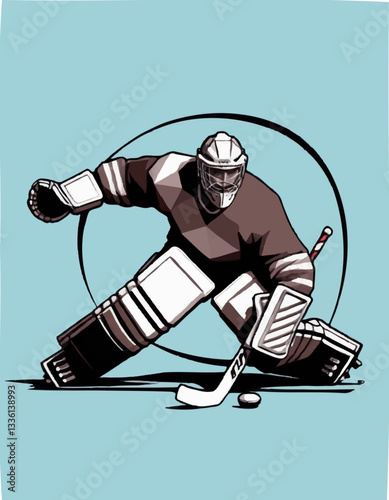 hockey goalie protects the gate