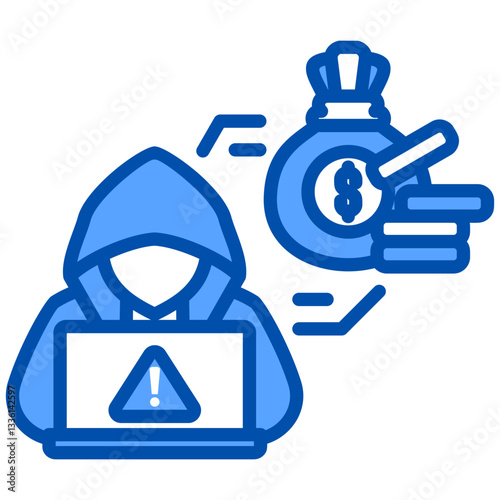 Cybercrime icon in Blue Color Style. Simple Vector Design. Simple Vector Flat Icon
