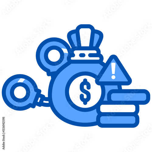 Handcuffs icon in Blue Color Style. Simple Vector Design. Simple Vector Flat Icon
