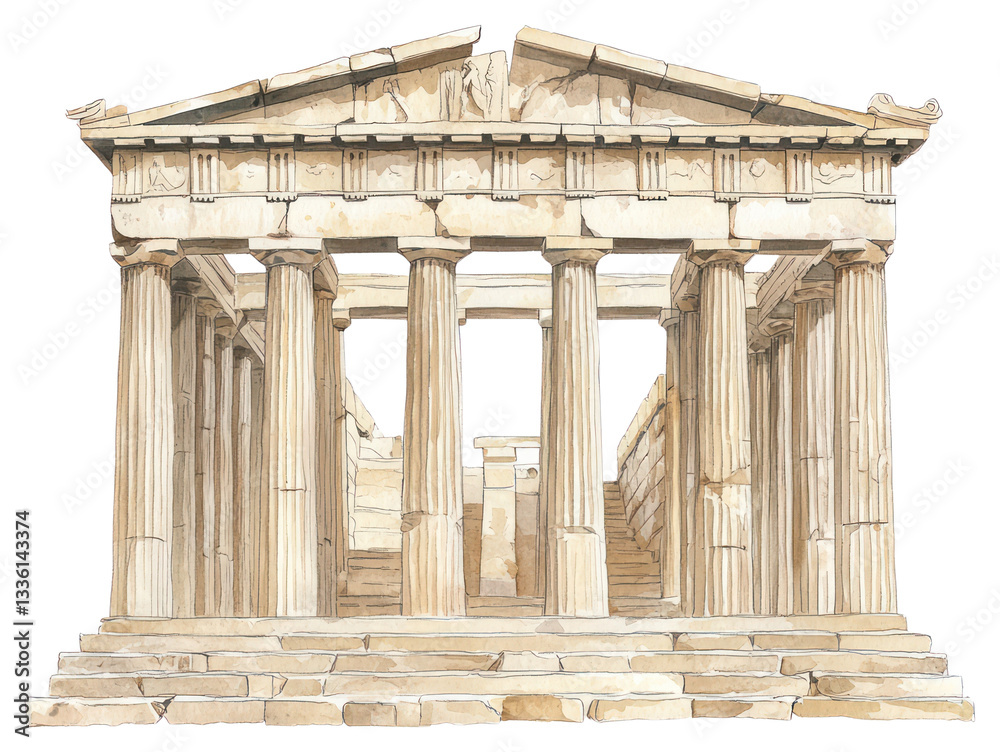 Fototapeta premium PNG An ancient greek Parthenon architecture parthenon building worship.
