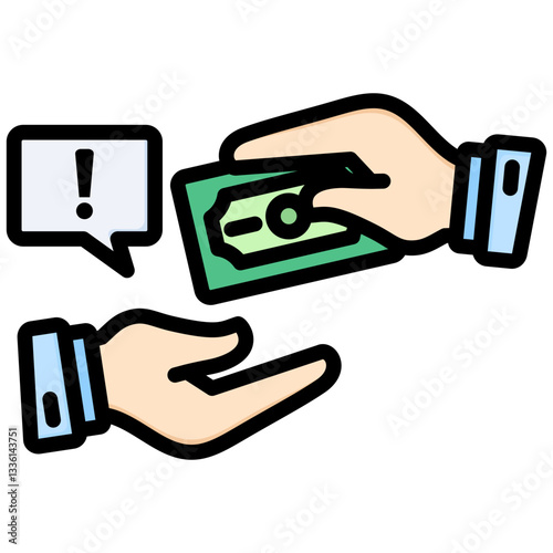 Bribery icon in Flat Color Style With Outline. Simple Vector Design. Simple Vector Flat Icon