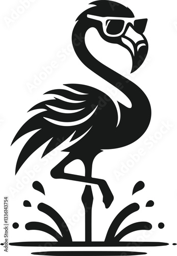 flamingo wearing sunglasses silhouette