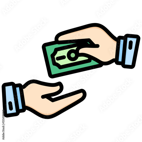 Payment icon in Flat Color Style With Outline. Simple Vector Design. Simple Vector Flat Icon