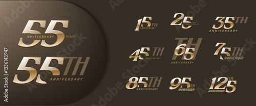 set of anniversary logo for celebration moment, company profile, booklet, leaflet, magazine, brochure, web, invitation or greeting card