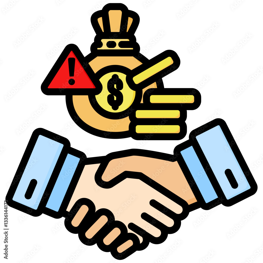 Bribery icon in Flat Color Style With Outline. Simple Vector Design. Simple Vector Flat Icon Bribery icon in Flat Color Style With Outline. Simple Vector Design. Simple Vector Flat Icon