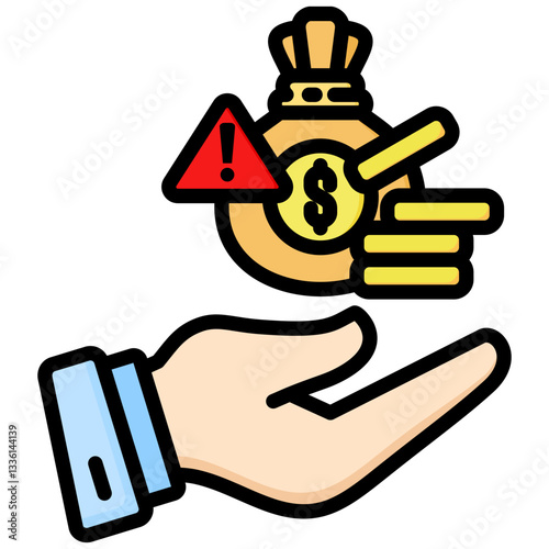 Corruption icon in Flat Color Style With Outline. Simple Vector Design. Simple Vector Flat Icon