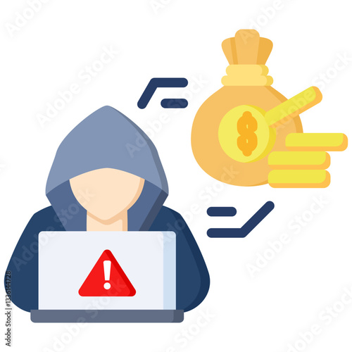 Cybercrime icon in Flat Color Style. Simple Vector Design. Simple Vector Flat Icon