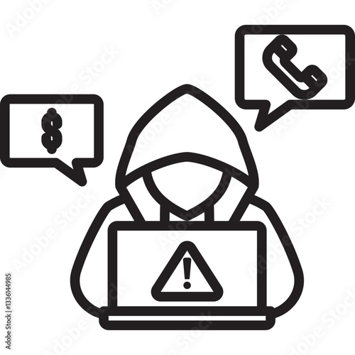 Phishing icon in Outline Style. Simple Vector Design. Simple Vector Outline Icon