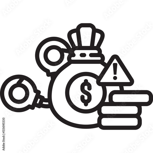 Handcuffs icon in Outline Style. Simple Vector Design. Simple Vector Outline Icon
