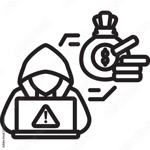Cybercrime icon in Outline Style. Simple Vector Design. Simple Vector Outline Icon