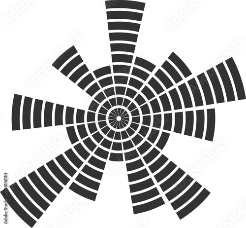 Sound music circular wave. Radial audio equalizer icon. Round abstract graphic of voice and echo. Frequency geometric bar.