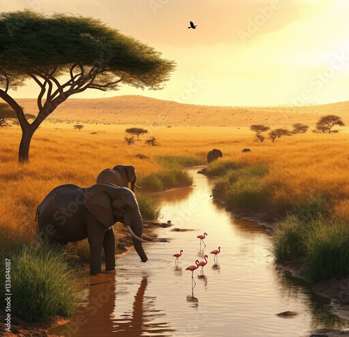 elephants in the river
