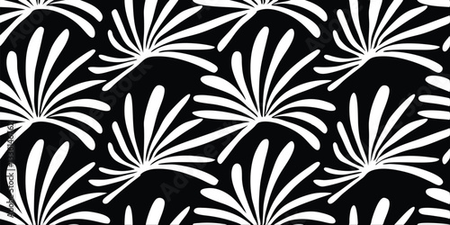 Vector seamless  seamless pattern , The design should highlight the graceful curves of the fronds with a refined, minimalist approach, ideal for high-end interior design or fashion textiles.Modern sty