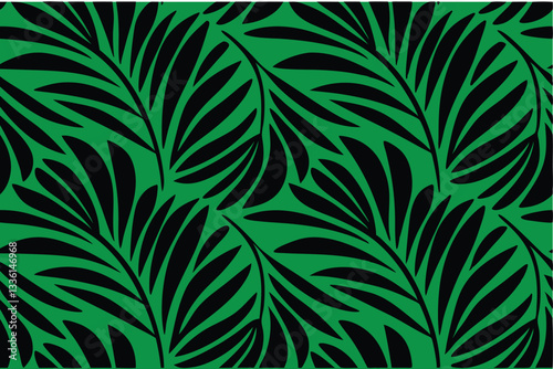 Vector seamless  seamless pattern , The design should highlight the graceful curves of the fronds with a refined, minimalist approach, ideal for high-end interior design or fashion textiles.Modern sty