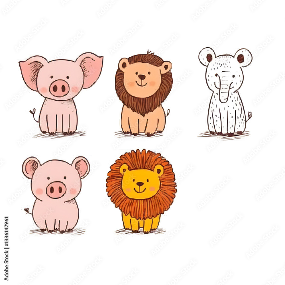 Obraz premium Cute animal illustrations
