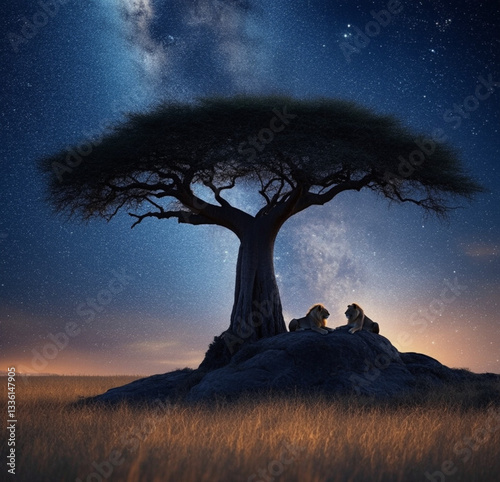night landscape with moon