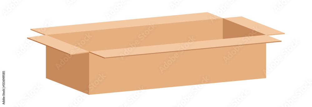 box postal parcel, open box carton shipping, brown corrugated box, cardboard postage box for transportation
