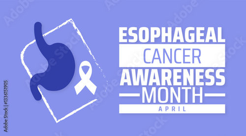 Esophageal Cancer Awareness Month background banner or poster design template. observed every year in  April. Holiday concept. Use to any Template, card, poster, placard, template.
