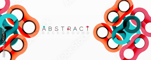 Abstract composition with intertwined circular and tubular forms creating fluid structure with gradients, depth, and sharp contrasts