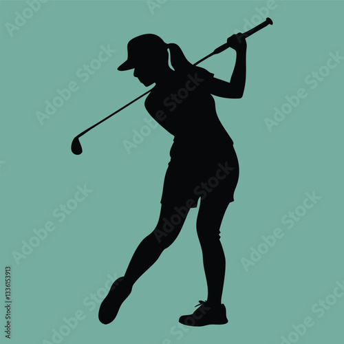 women golf player silhouette vector design