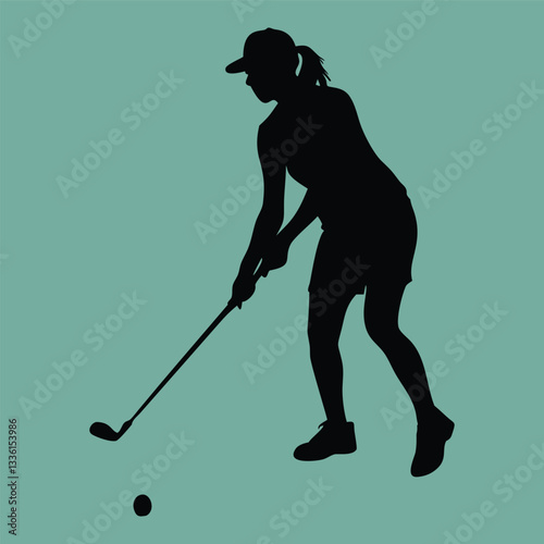 women golf player silhouette vector design