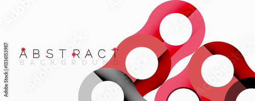 Abstract circle element composition with overlapping circular and tubular shapes featuring smooth gradients, transparency effects, and dynamic layering