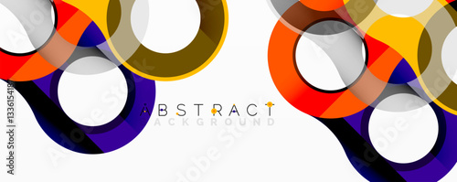 Abstract composition with intertwined circular and tubular forms creating fluid structure with gradients, depth, and sharp contrasts