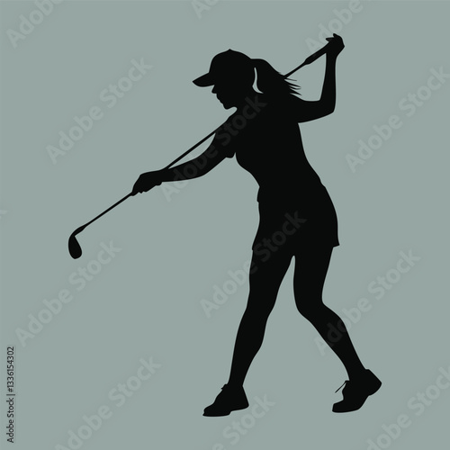 women golf player silhouette vector design
