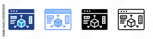 3D Modeling icon set multiple style collection