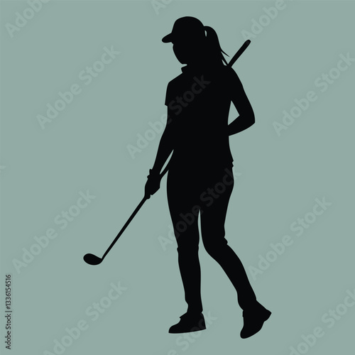 women golf player silhouette vector design